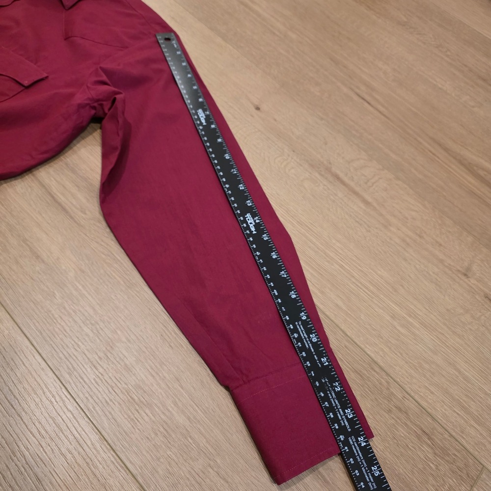 VTG H Bar C California Ranchwear Western Shirt Mens 16.5x34 Burgundy Pearl Snap - Picture 8 of 9